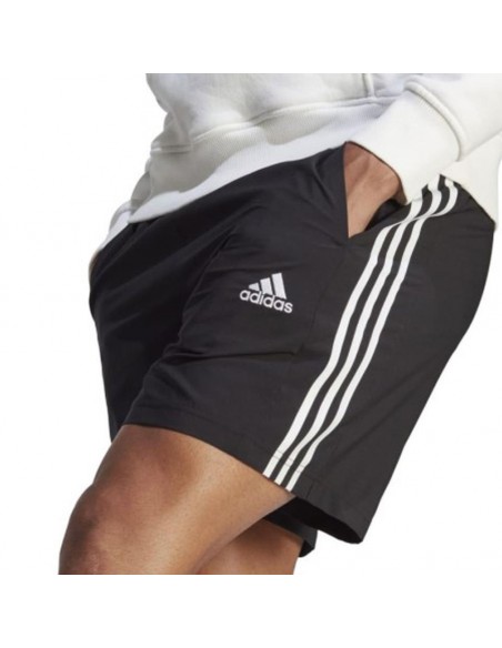 PANTALON ADIDAS CORTO CHELSEA NEGRO RAYAS 